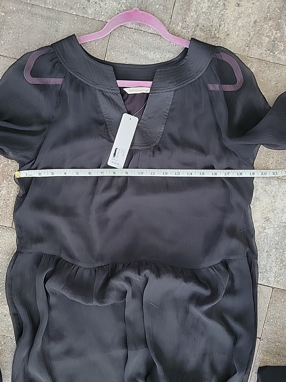 Soft Surroundings Olga Maxi Dress Black Long Sheer Sleeves Tiered NWT Sz M - Picture 10 of 13